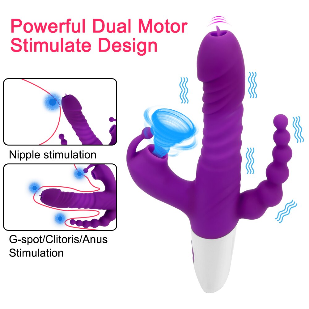 Beads G-spot Massage Tongue Licking Vibrator Sex Toy
